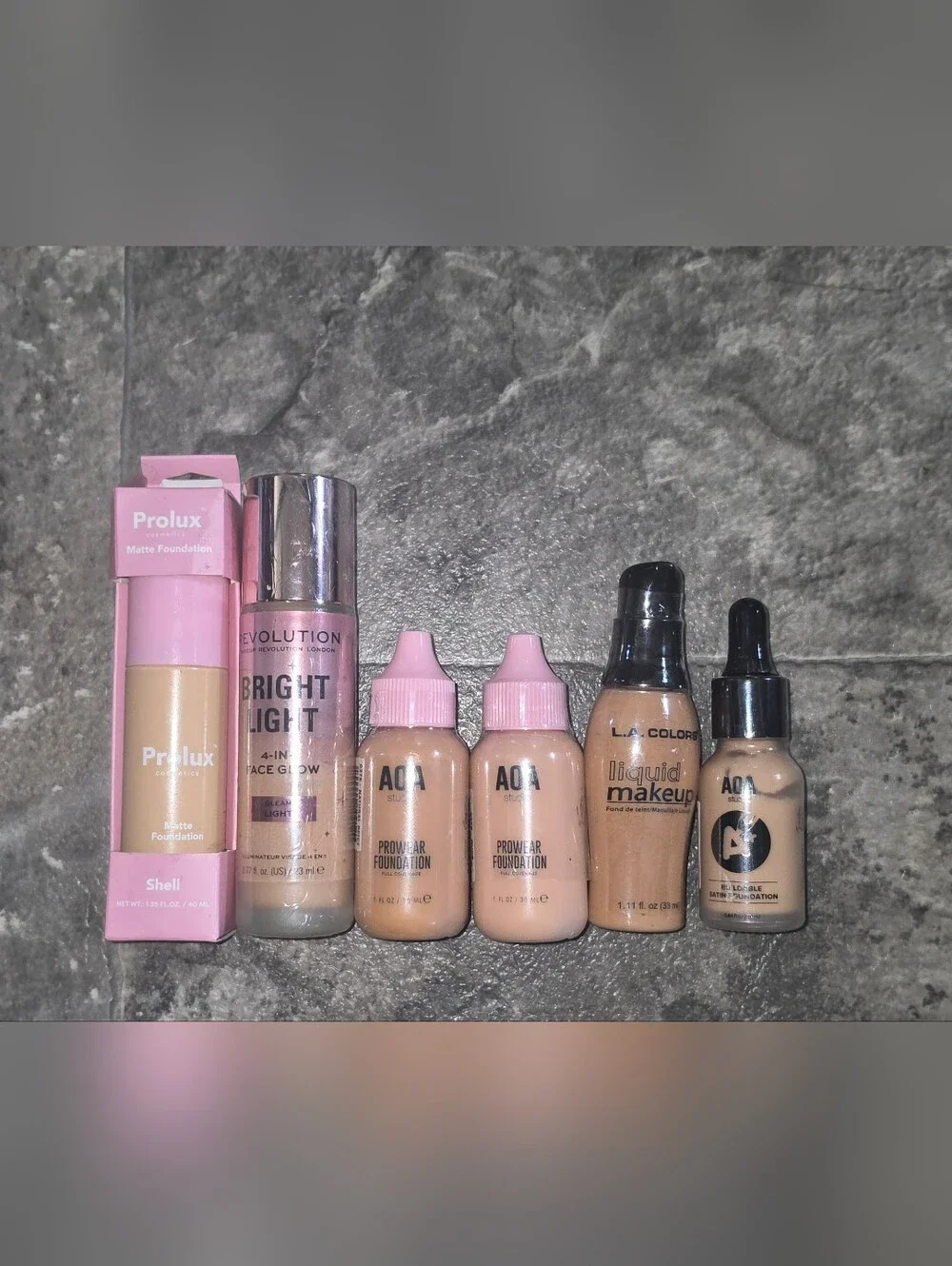 Foundation Bundle- Prolux, Makeup Revolution, AOA Studio & LA Colors BNIB